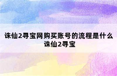 诛仙2寻宝网购买账号的流程是什么 诛仙2寻宝